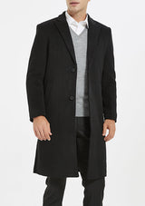 Men’s Black Slim Fit Wool Overcoat