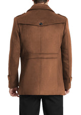 Men's Camel Single-breasted Wool Peacoat Jacket