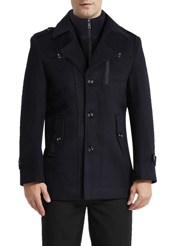 Mens single breasted wool peacoat hotsell